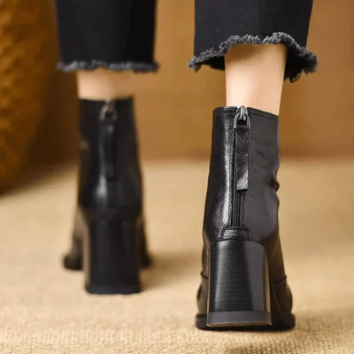 Isabelle | Botines de cuero cómodos con puntera y altura de tobillo