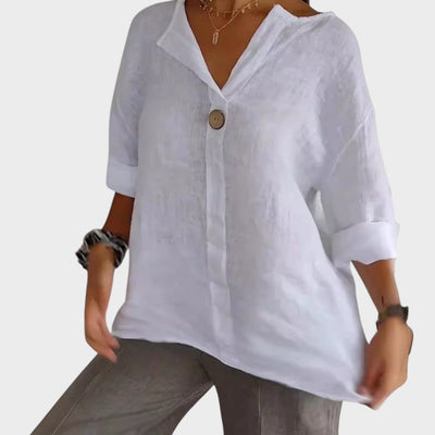 Zamma | Blusa de lino con cuello en V