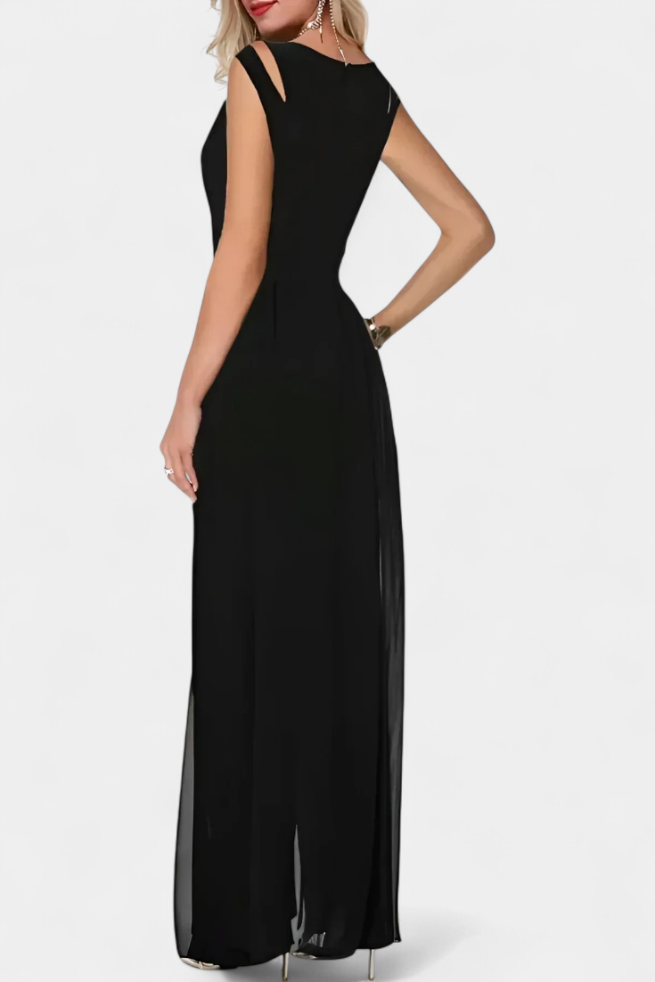 Nadia Mono Elegante sin Mangas con Transparencia Frontal