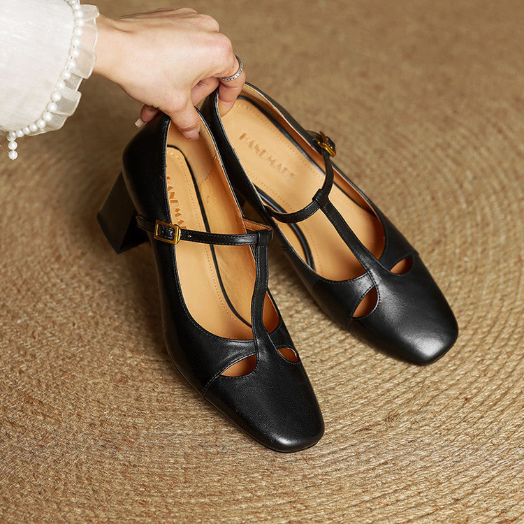 Elora Tacones Altos de Cuero Auténtico