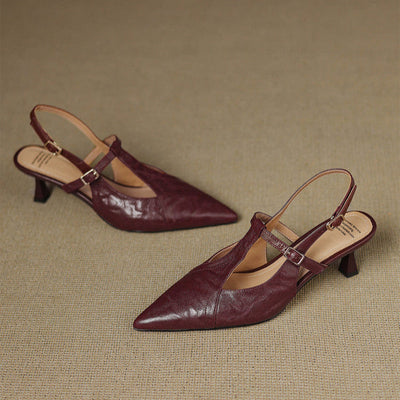 Tacones Altos de Cuero Noir Auténtico