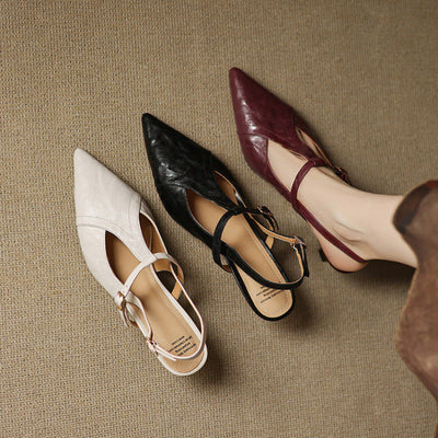 Tacones Altos de Cuero Noir Auténtico