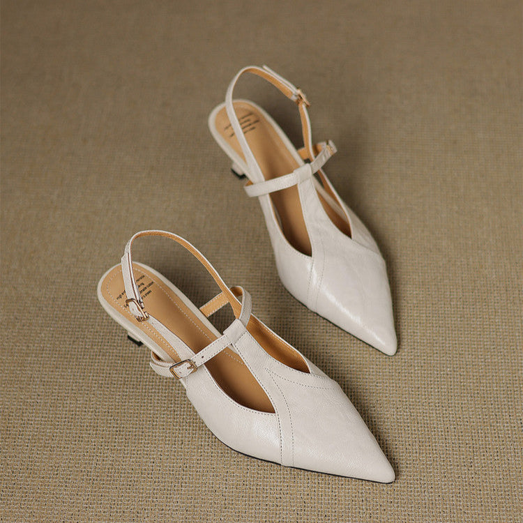 Tacones Altos de Cuero Noir Auténtico