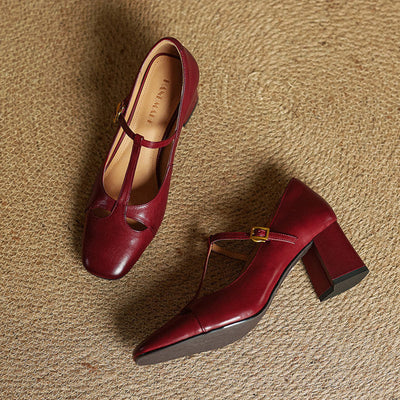 Elora Tacones Altos de Cuero Auténtico