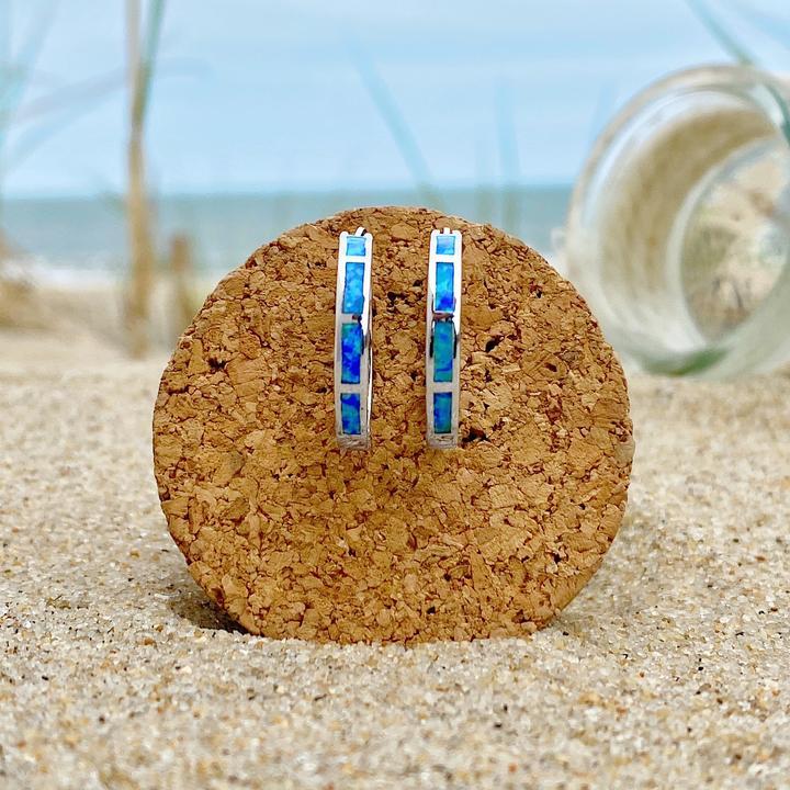 Pendientes en forma de aros con ópalo y plata