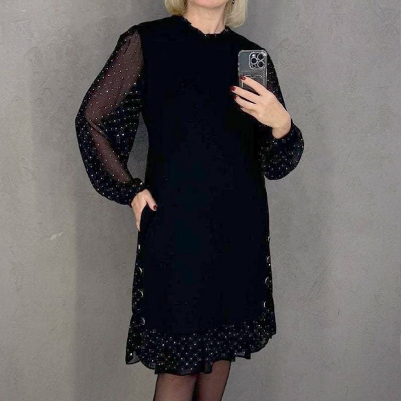 Estela | Vestido Elegante con Cristales y Escote Redondo