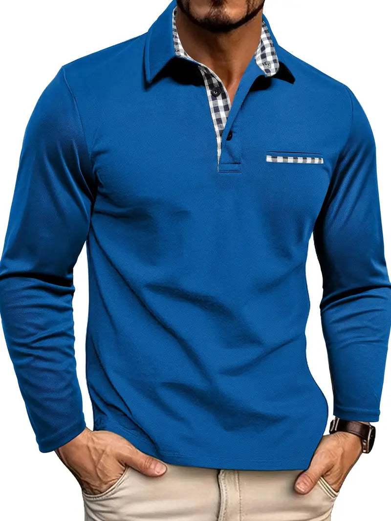 Adrián | Camiseta polo azul marino de manga larga