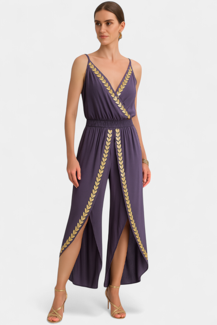 Donatila Mono Único con Detalles Dorados y Pierna Abierta